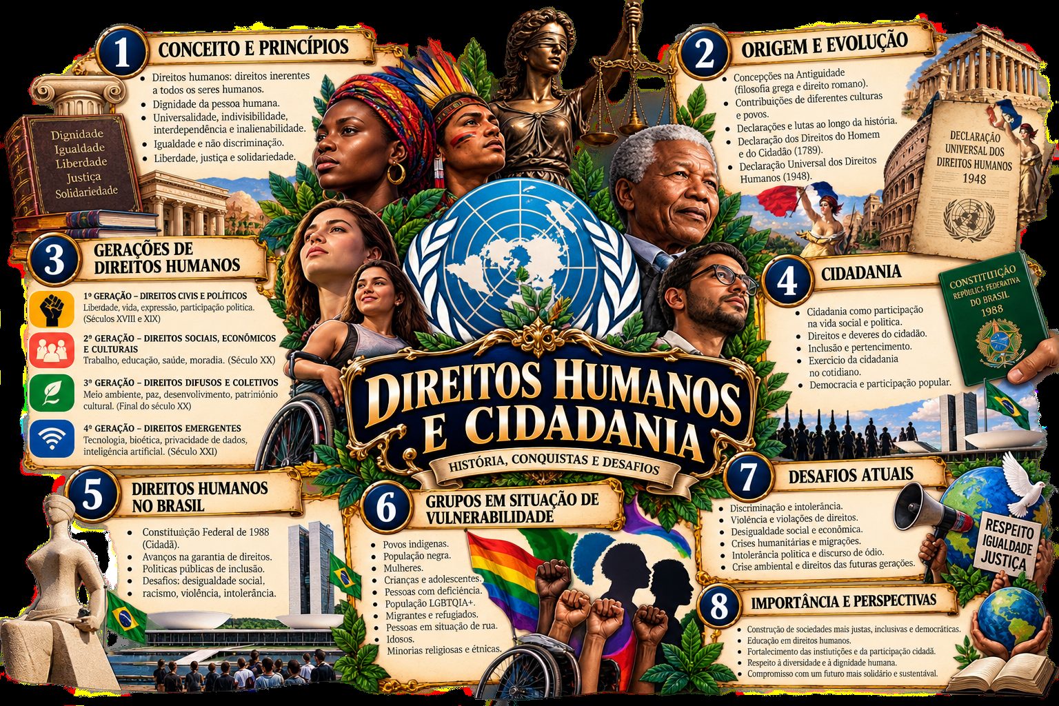 Mapa mental: Direitos Humanos e Cidadania