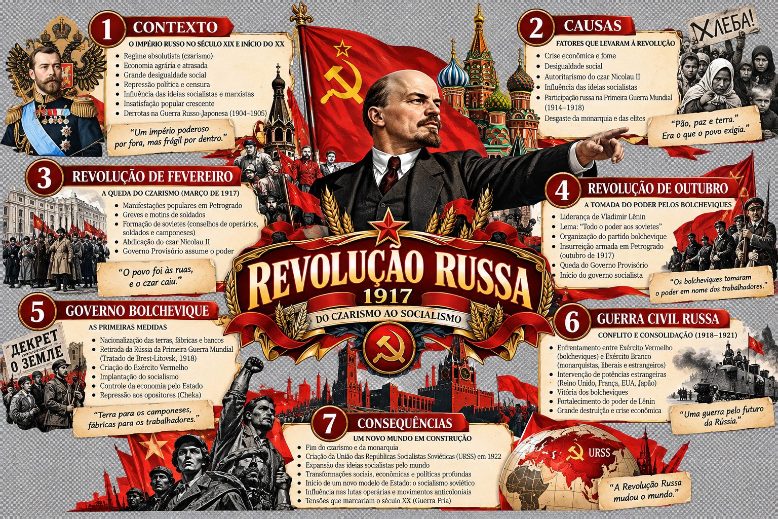 Mapa mental: Revolução Russa (1917)